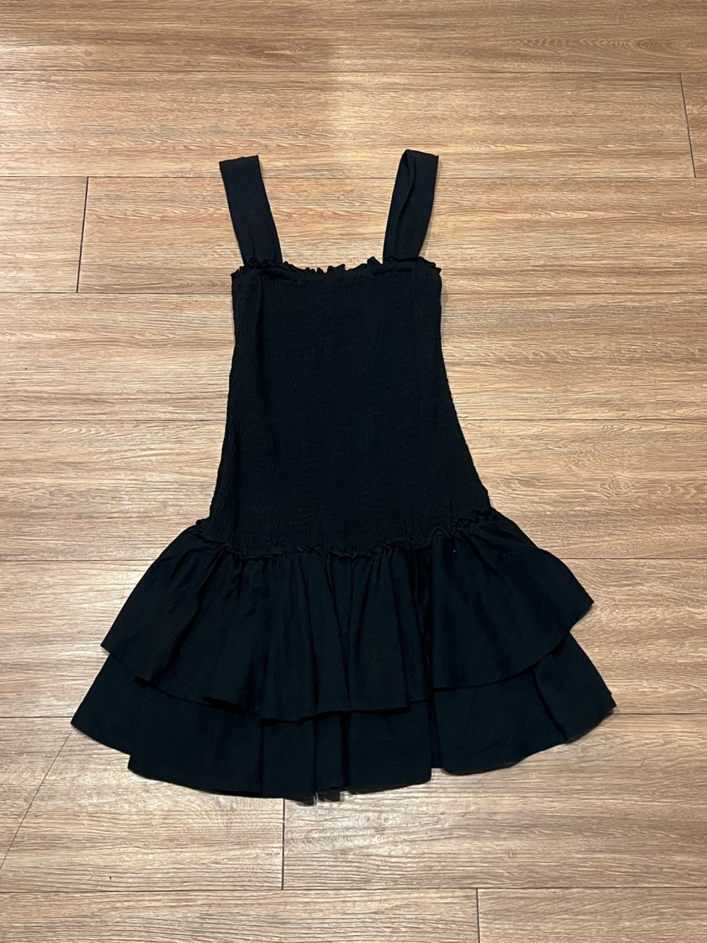 American Eagle Outfitters Black Smocked Ruffle Camisole